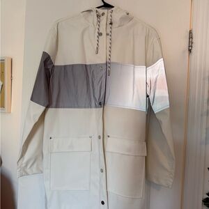 Stylish Cream and Silver Hooded Jacket